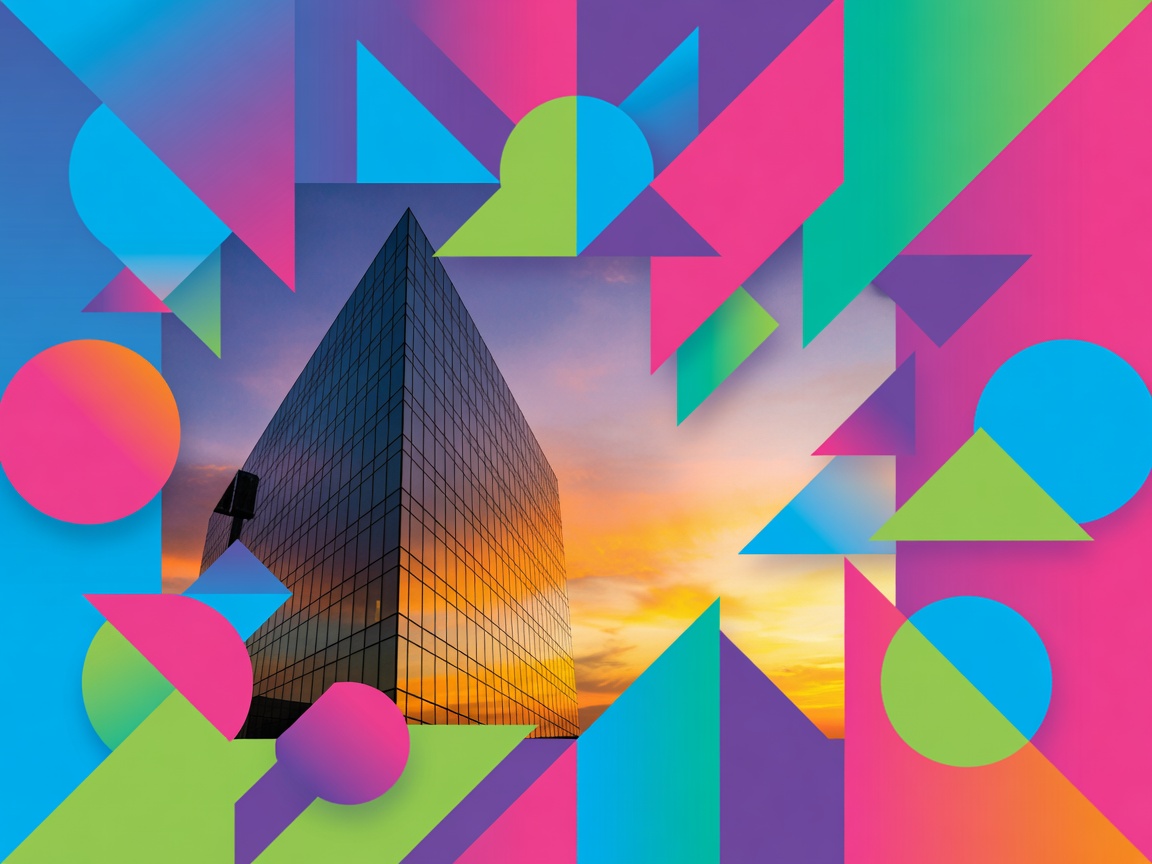 Colorful modern graphic design poster with geometric shapes